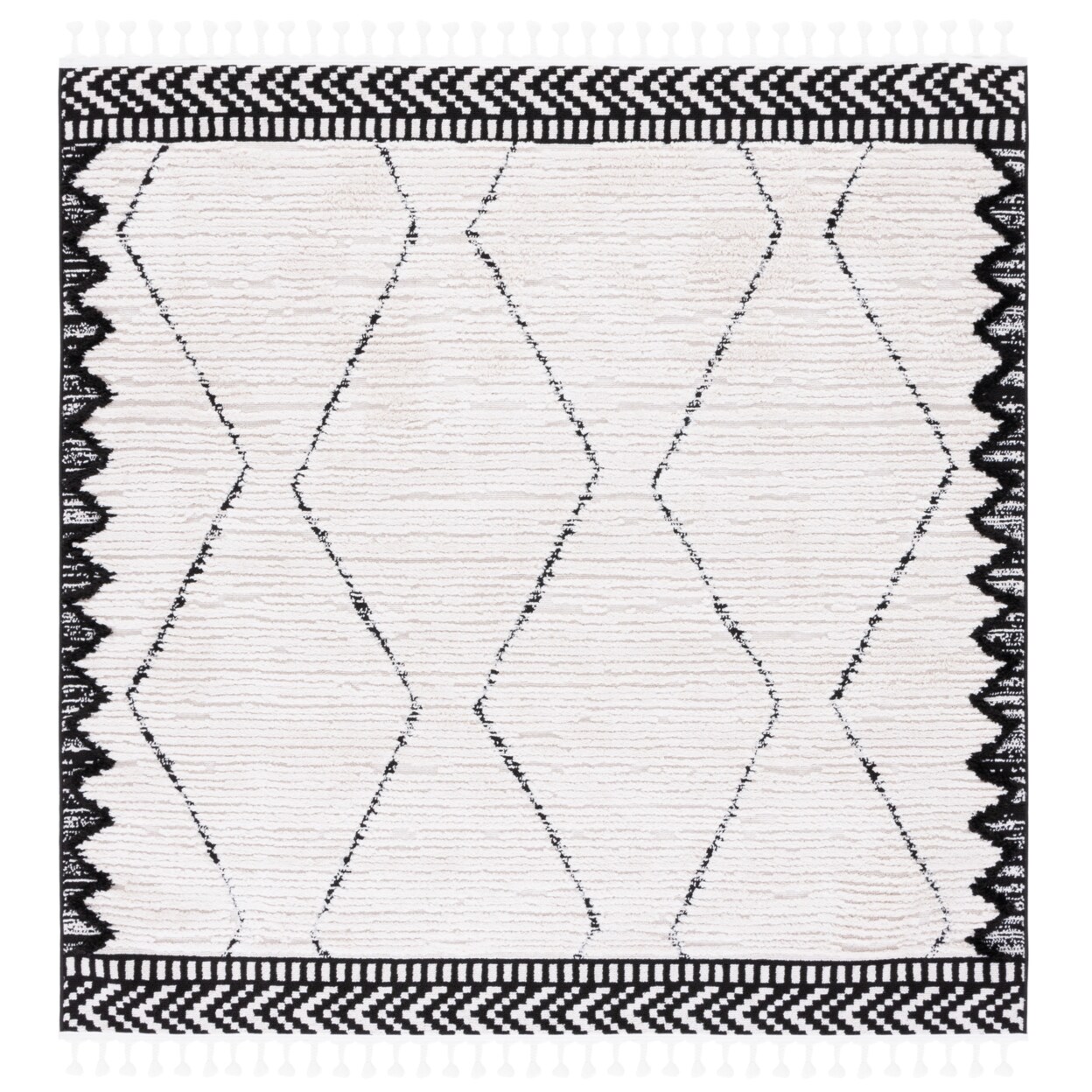Safavieh Marrakesh Mrk536A Ivory / Anthracite Rug Area Rug Carpet Shag