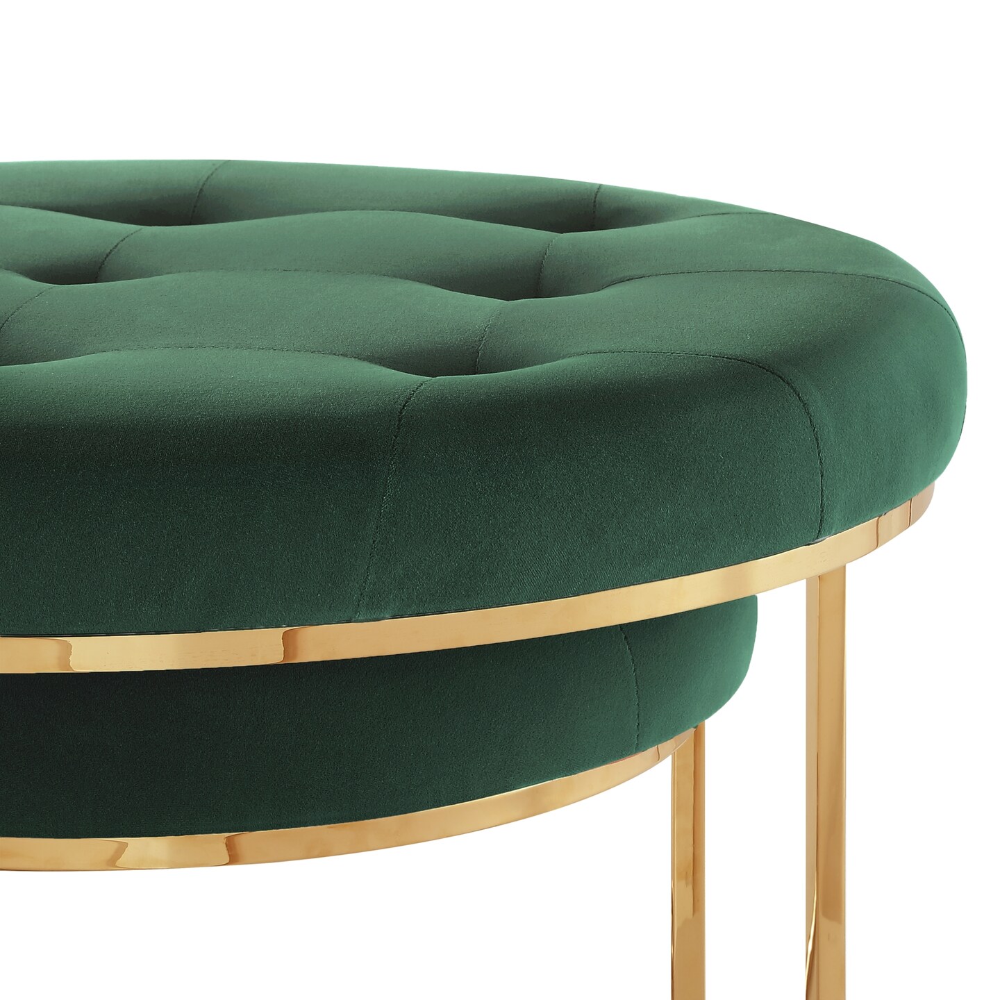 Draven PU Leather/Velvet Button Tufted Metal Frame Nesting Ottoman Set of 2