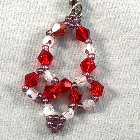 E059 - Red Crystal Handmade Beaded Earrings, Swarovski Crystals product 3