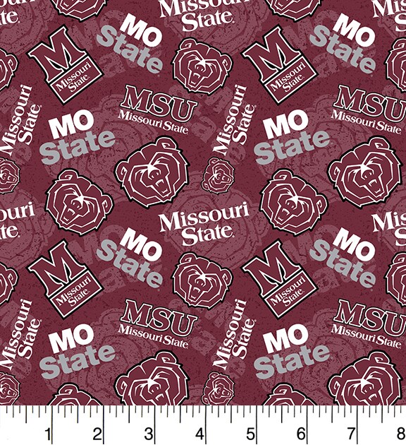 Sykel Enterprises-Missouri State University Cotton Fabric-Missouri State Bears Tone On Tone Cotton Quilting Fabric