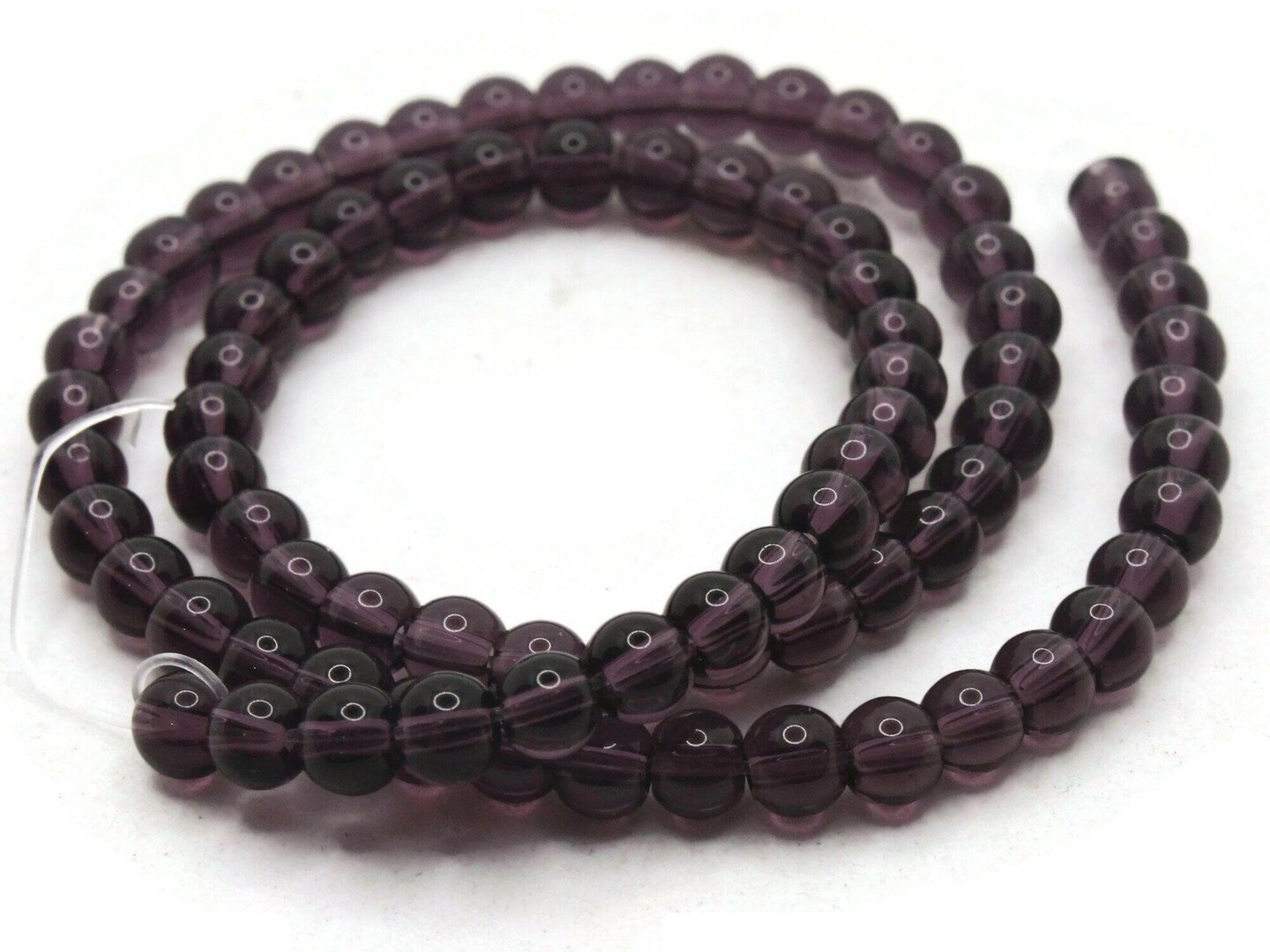 80 4mm Purple Glass Round Beads
