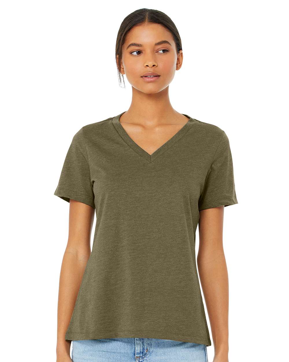 BELLA + CANVAS® Women's Relaxed Heather CVC V-Neck Tee | Michaels