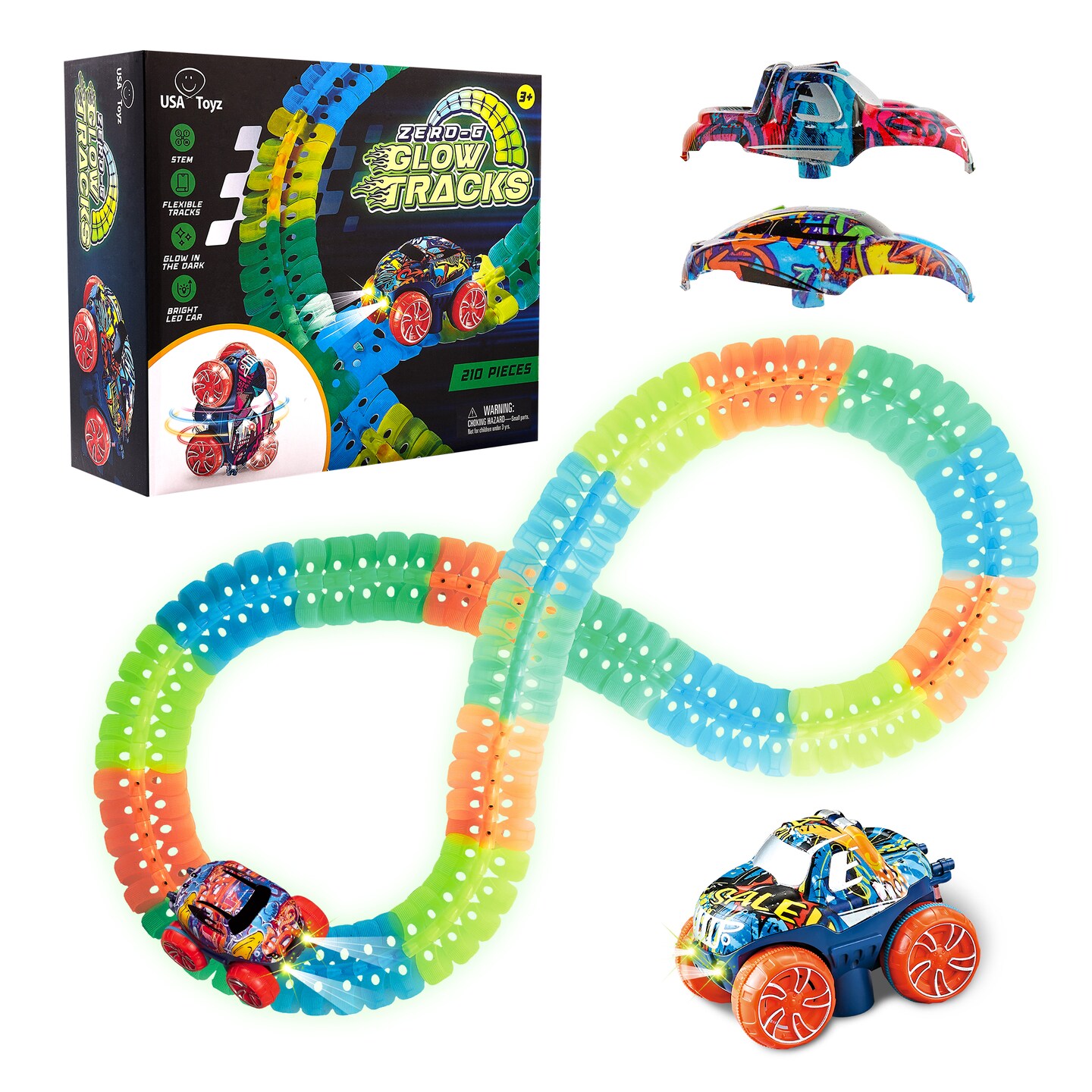 USA Toyz Zero-G Glow Race Track for Kids- 210pcs