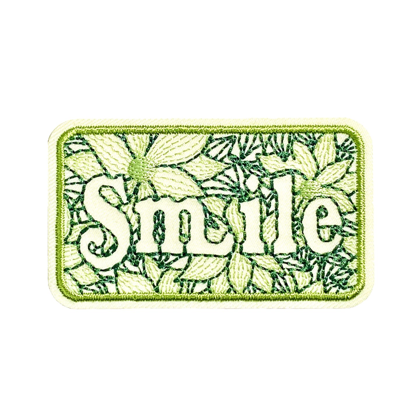 Smile, Green, Words of Affirmation, Embroidered, Iron on Patch