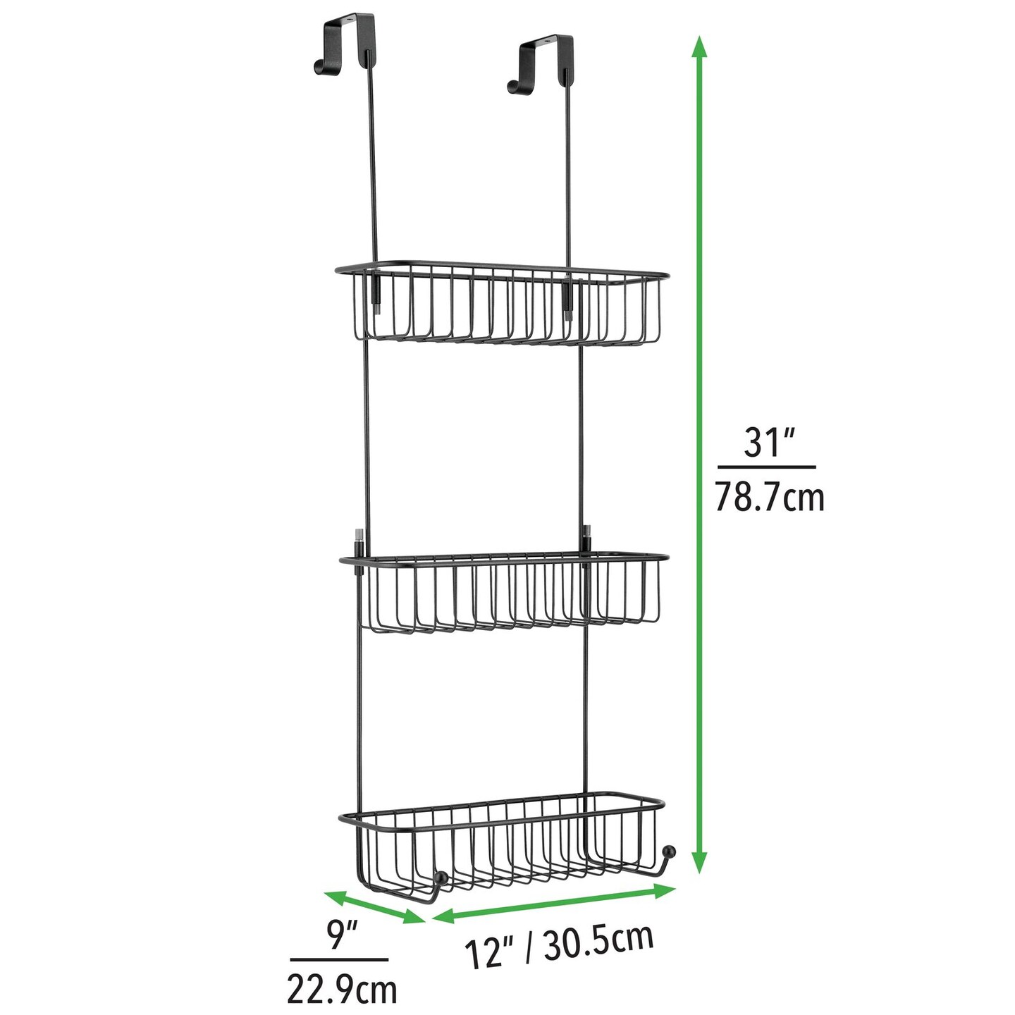 mDesign Metal Over Shower Door Caddy, Bathroom Storage Organizer