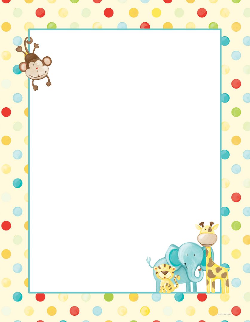Great Papers! Baby Zoo Animals Stationery Letterhead, Invitations and Announcements, Printer Friendly, 8.5&#x22;x11&#x22;, 80 Pack