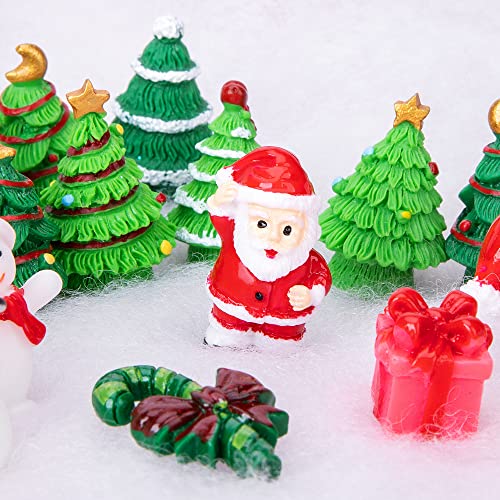 Iceyyyy 37 Pcs Mini Resin Christmas Ornaments - Mini Christmas Theme Resin Miniature Pendant Decoration DIY Kit(Pattern at Random)