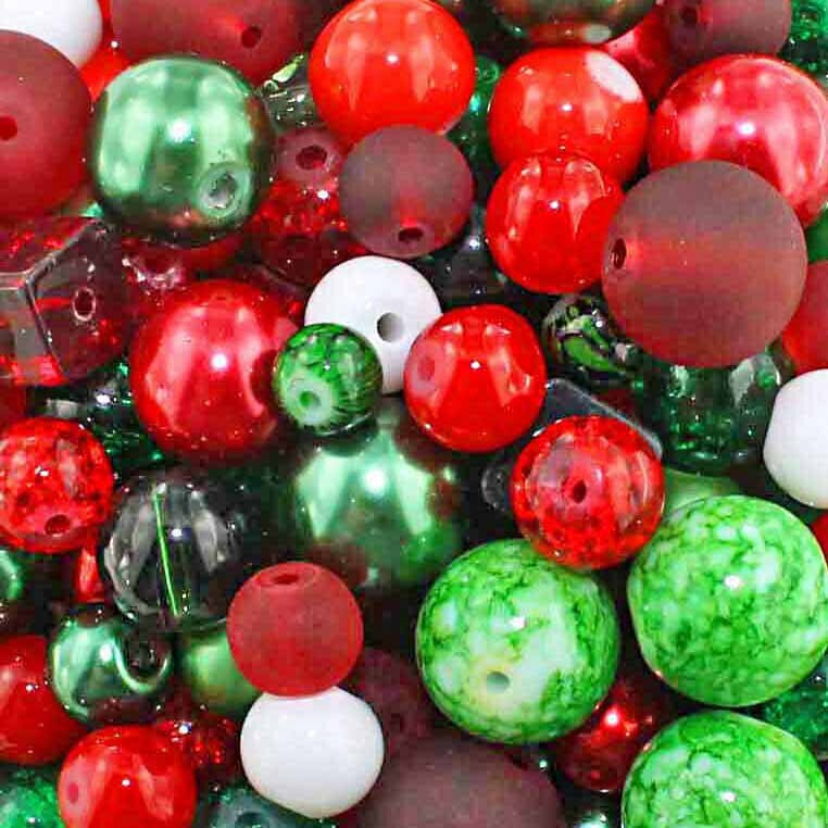 Kitcheniva Assorted Glass Bead Christmas Color 6mm to 12mm