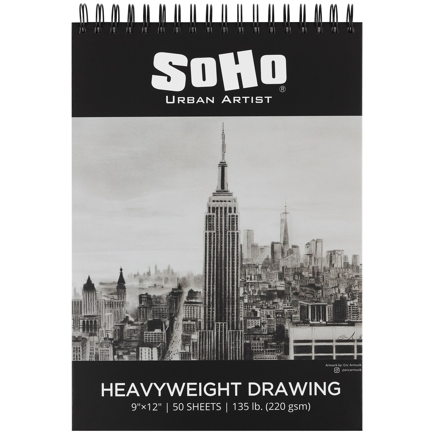 SoHo Urban Artist Hardcover Drawing Pad - 135 lb. (220gsm) Drawing Paper Pads for Artists, Travel, Illustrations, &#x26; More! - Single