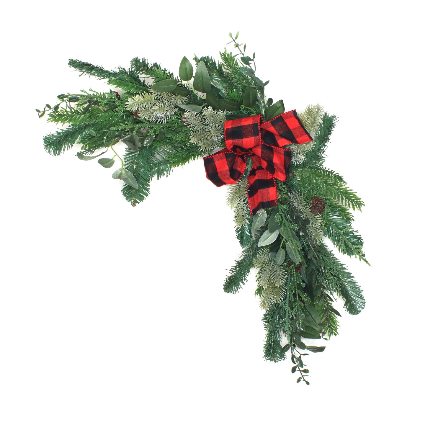 National Tree Company 24&#x22; Mixed Pine and Bow Christmas Corner Swags