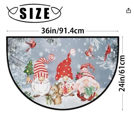 Winter Snow Non Slip Absorbent Doormats 24 x 36 inch Semi Circle Door Floor Mats Area Rugs for Home Kitchen Patio Christmas Gnomes Half Round Door Mat Indoor Entrance