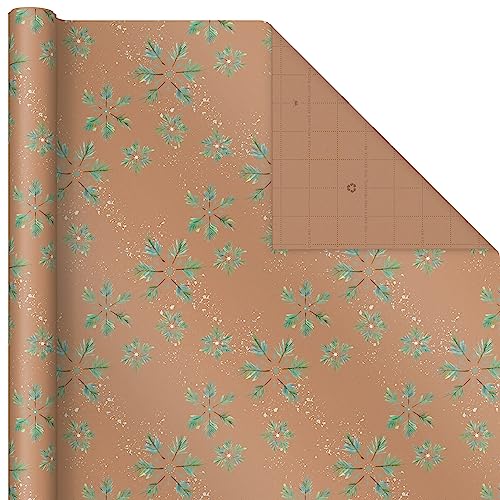 Hallmark Sustainable Christmas Wrapping Paper Cut Lines on Reverse 3 Rolls 90 Sq. ft.