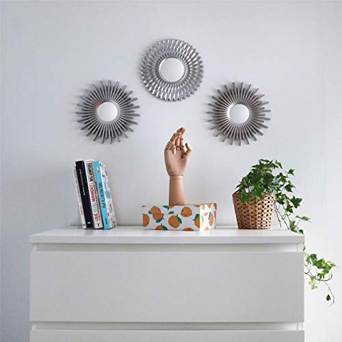 3 Pack Wall Mirrors  Silver Mirrors for Living Room, Home Decor for Bedroom | Mirrors Silver Wall Decor Round | Decorative Mirror, Vintage &#x26; Chic Home Accessories - Gifts for Women, Mums