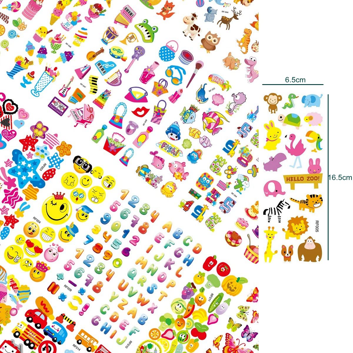 32 Different Bulk Variety Pack Stickers for Girls Boys Rewards, Craft Scrapbooking Including Animal, Hearts, Trucks, Dinosaurs and More