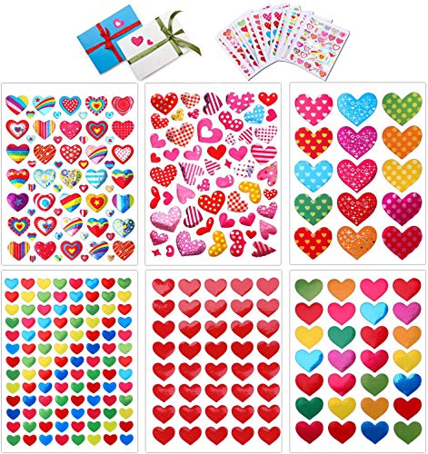 60 Sheet Valentines Heart Stickers Love Decorative Glitter Sticker for Kids Envelopes Cards Craft Scrapbooking for Great Party Favors Gift Prize
