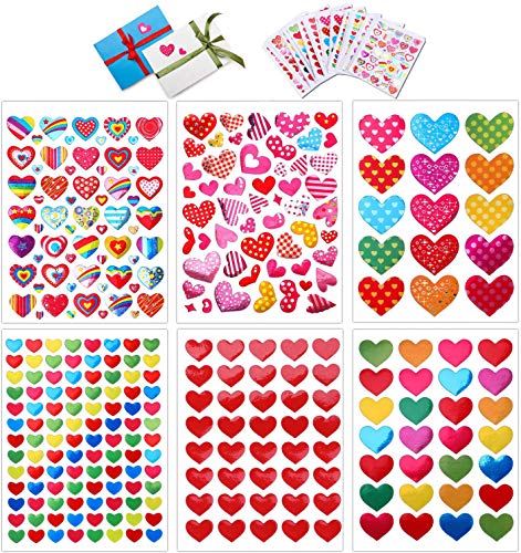 60 Sheets Valentine Heart Stickers Love Decorative Sticker for Kids Envelopes Cards Craft Scrapbooking for Great Party Favors Gift Prize Class Rewards Award Praise (3000+ Colorful Heart)