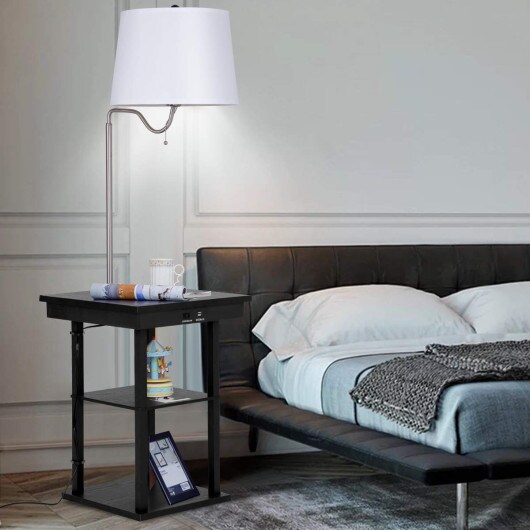Table Swing Arm Floor Lamp With Shade 2 USB Ports