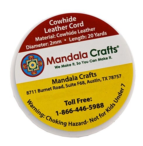 Mandala Crafts Round Cowhide Genuine Leather String Cord, Natural