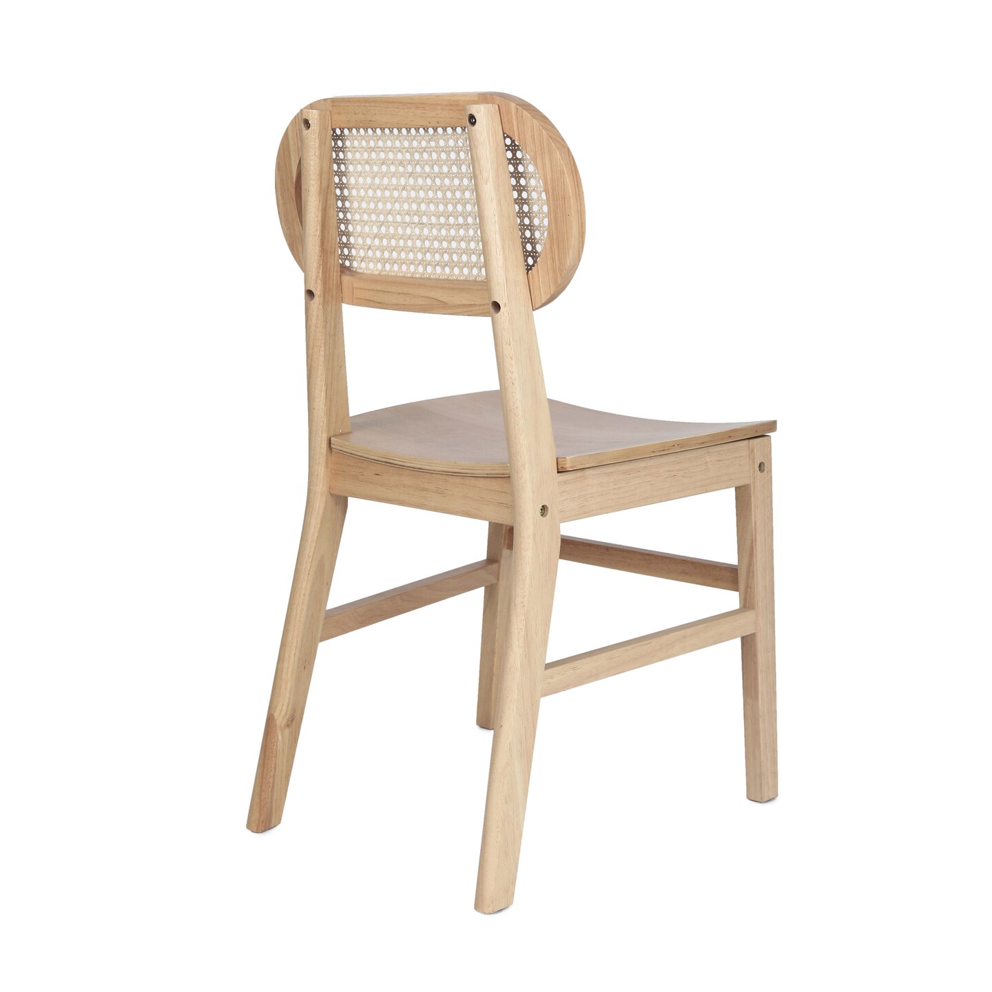 Merrick Lane Analise Set of 2 Cane Rattan Dining Chairs with Solid Wood Frames