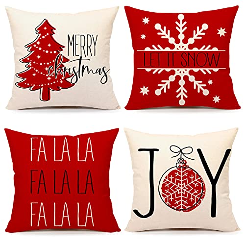 Christmas Pillow Covers 18x18 Set of 4 Throw Pillow Cover Holiday Xmas  Decor