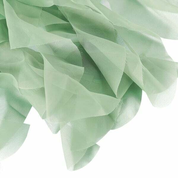 Sage Green Premium Curly Chiffon Chair Covers and Sashes for Wedding