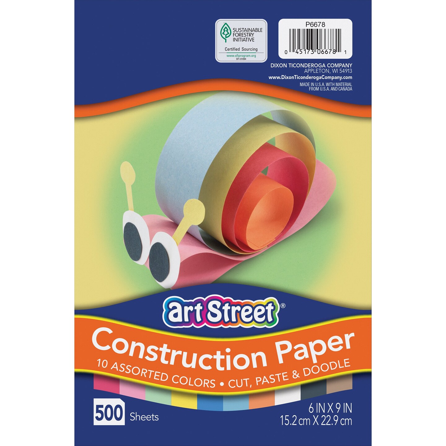 Lightweight Construction Paper, 10 Assorted Colors, 6&#x22; x 9&#x22;, 500 Sheets