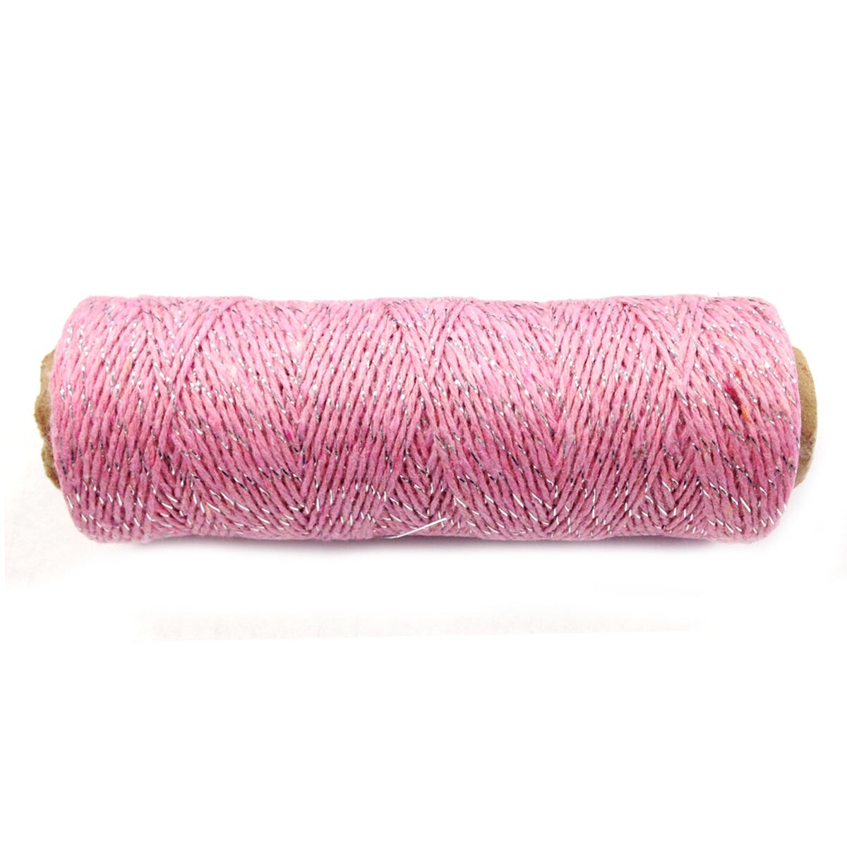 Wrapables Cotton Baker&#x27;s Twine 4ply 110 Yard, Pink and Metallic Silver