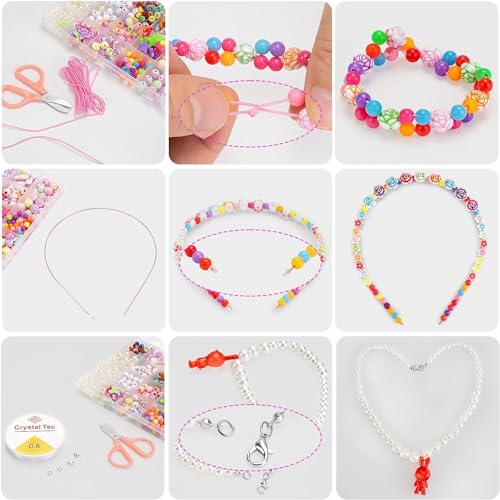 Vytung Beads Set for Jewelry Making Kids Adults Children Craft DIY Necklace Bracelets Letter Alphabet Colorful Acrylic Crafting Beads Kit Box with Accessories(Color#6)