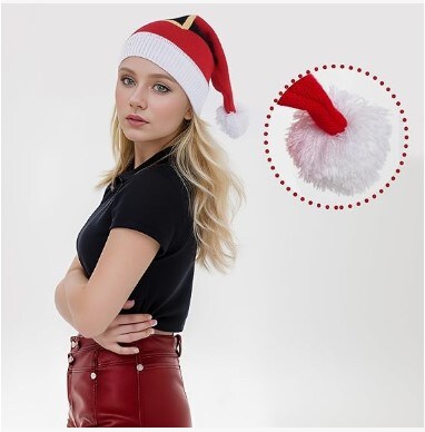 Adult Santa Hats 2pcs Christmas Knitted Hats Christmas Knitted Beanies Hat Winter Warm Crochet Hat with Pompoms for Women Men Children Children&#x27;s Christmas Costume Party