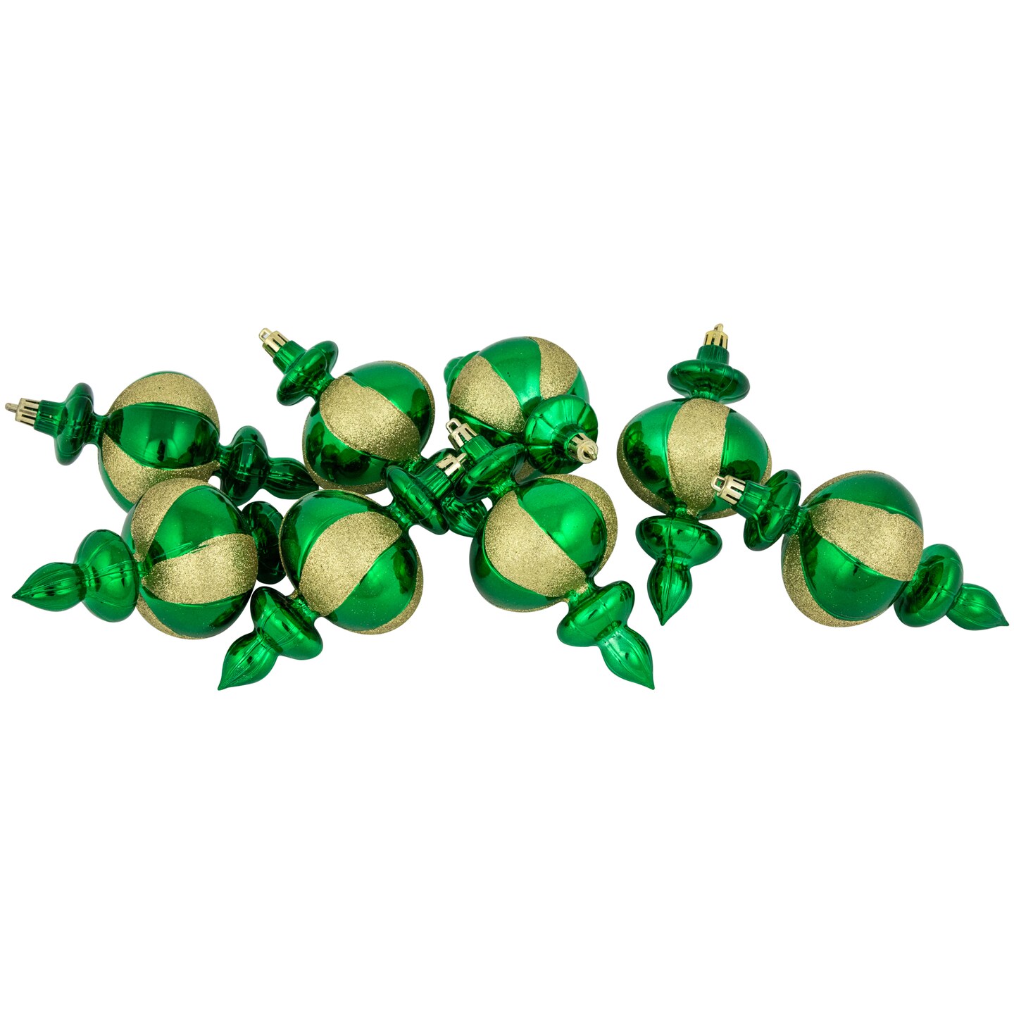 Northlight 8-Count Green Shatterproof Finial Christmas Ornaments, 6 ...