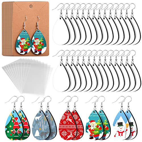50 Pieces Sublimation Blanks Products - Sublimation Earring Blanks with Earring Hooks and Jump Rings for Halloween Christmas Women Girls DIY Earring Project Sublimation Accessories