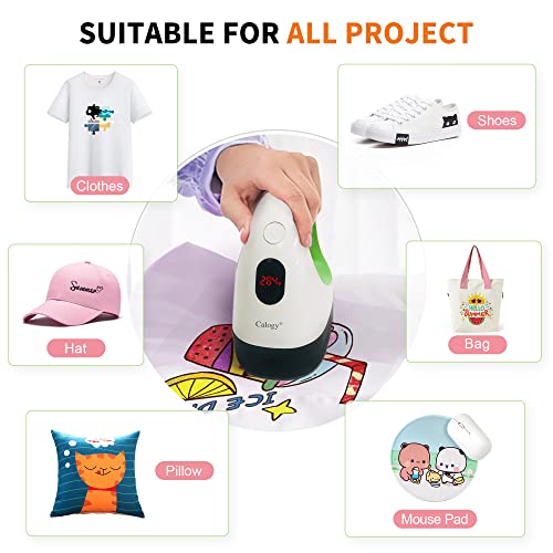 Calogy Mini Heat Press, Heat Transfer Machine, Constant Temp Control, Insulated Safety Base, Fits for Crafts, T-Shirt, Hat, Cap, Pillows (White Green)