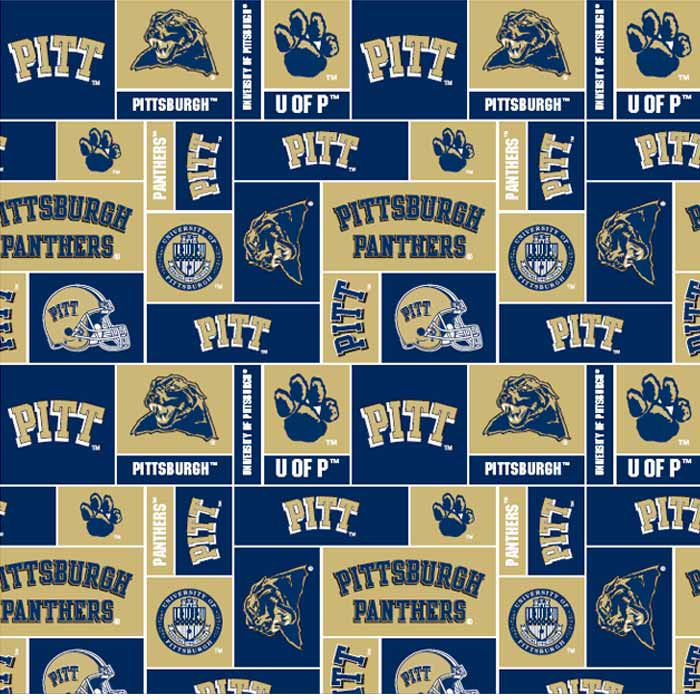 Sykel Enterprises-University of Pittsburgh Fleece Fabric-Pitt Panthers Geometric Fleece Blanket Fabric-Sold by the yard