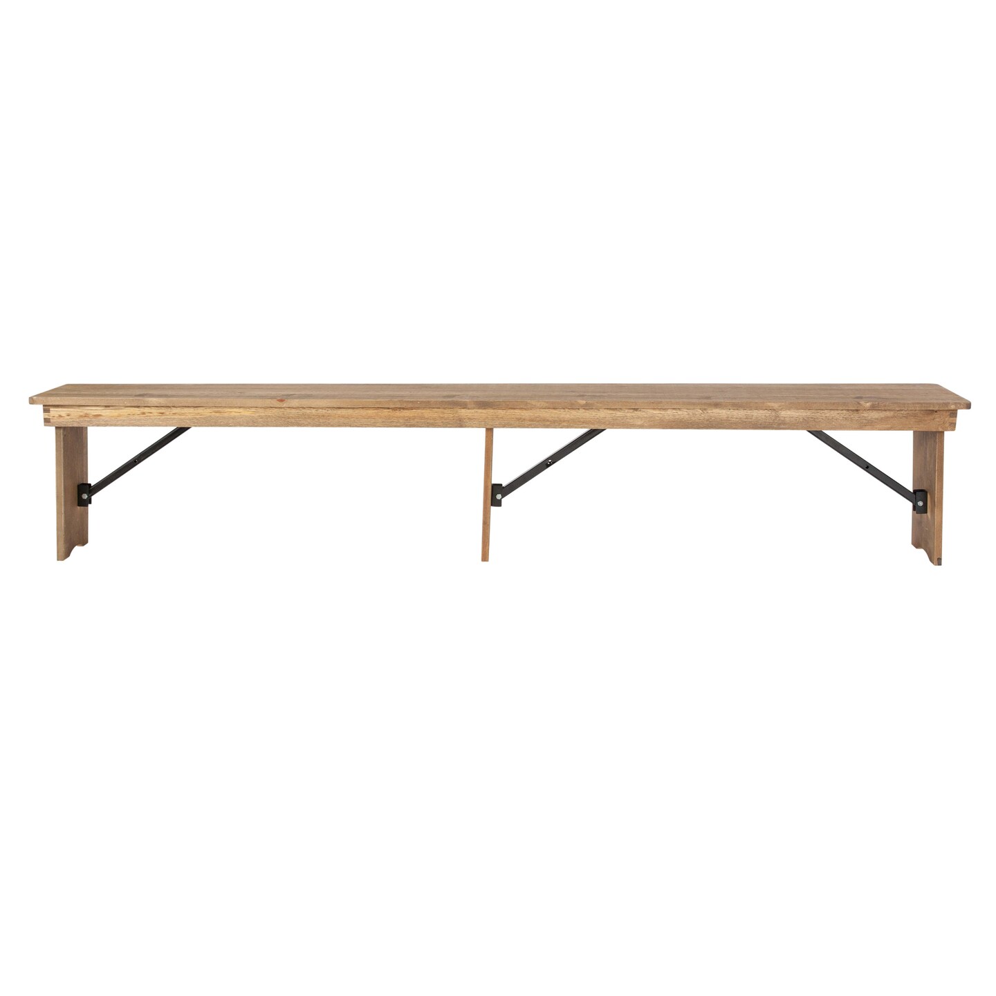 Emma and Oliver 8&#x27; x 12&#x22; Antique Rustic Solid Pine Folding Farm Bench - Portable Bench