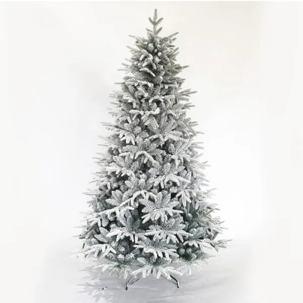 7ft Snow Flocked Artificial Christmas Tree with Realistic White Tips