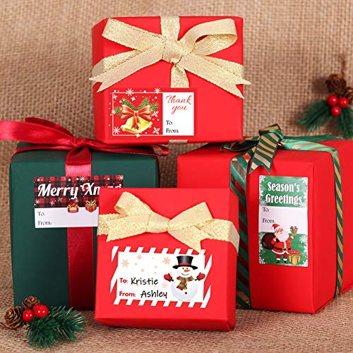 Gift Tag Stickers, Christmas Tags for Gifts 500+ Pcs, Christmas Name Tags - Christmas Stickers, to from Gift Tags Stickers, Gift Sticker Labels Large, 8 Designs Self Adhesive Labels - 2.8&#x201D;1.6&#x201D;
