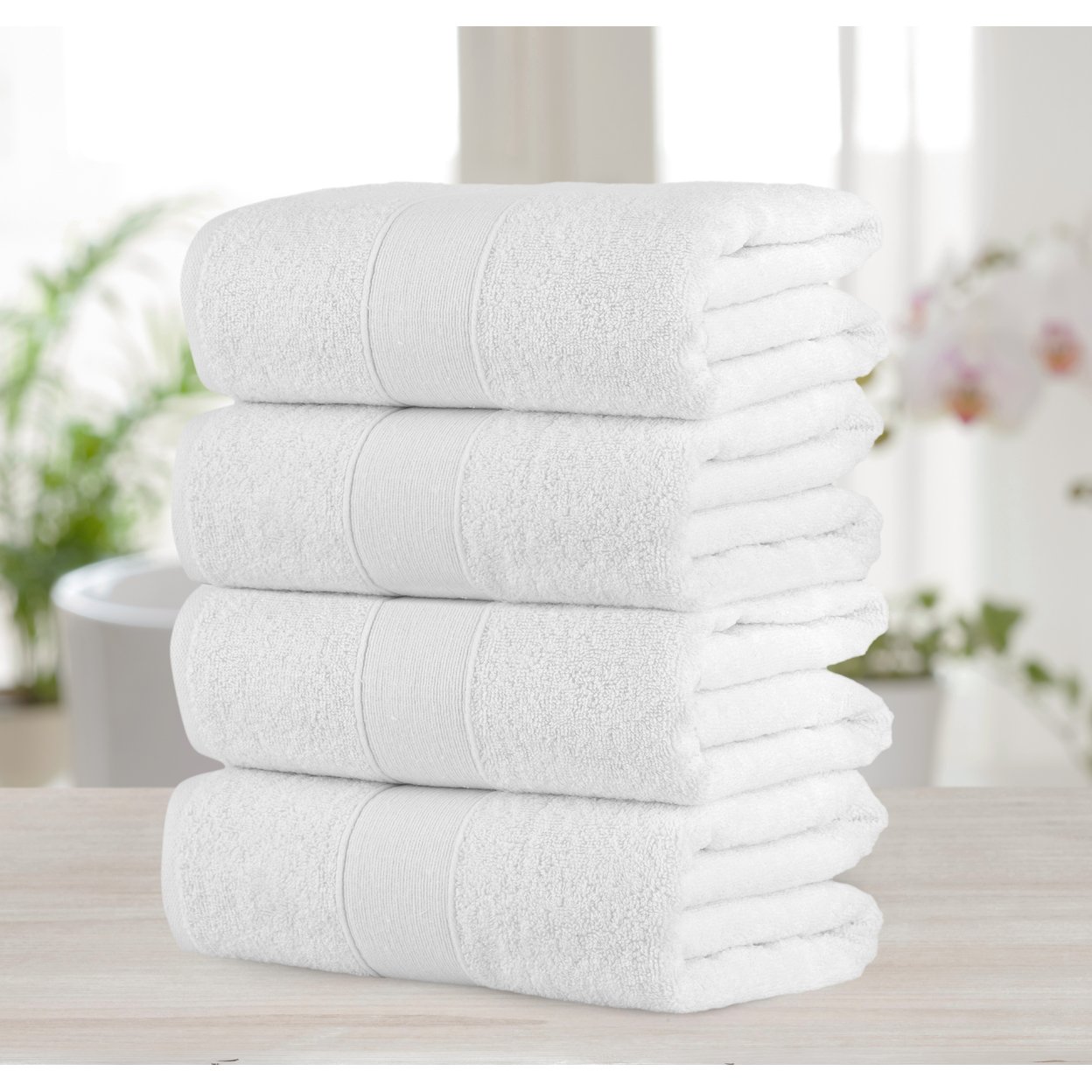 Chic Home Luxurious 4-Piece 100% Pure Turkish Cotton Bath Towels 30" x 54" Dobby Border Design