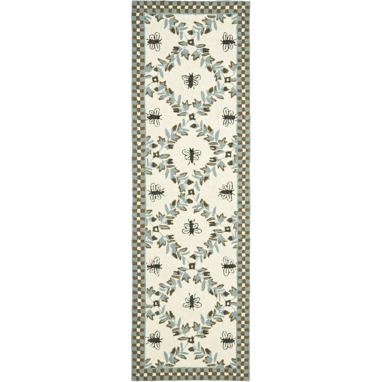 Safavieh Chelsea Hk55G Hand-Hooked Ivory / Blue Rug Hand Hooked Area Rug