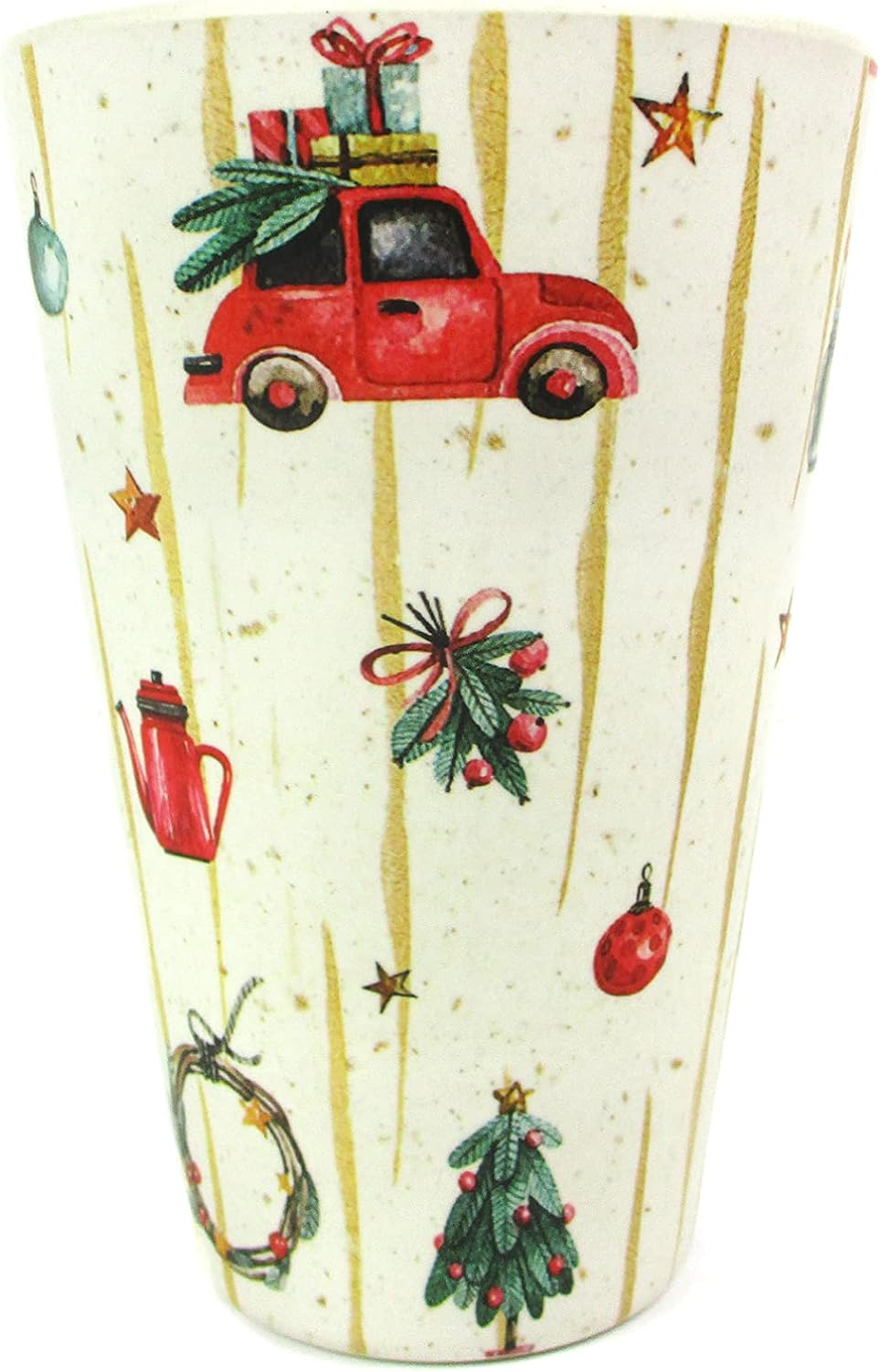 TINYMILLS Christmas Tree Red Vintage Truck Holiday 14oz Travel Mug - Eco-Friendly Reusable Plant Fiber Travel Mug