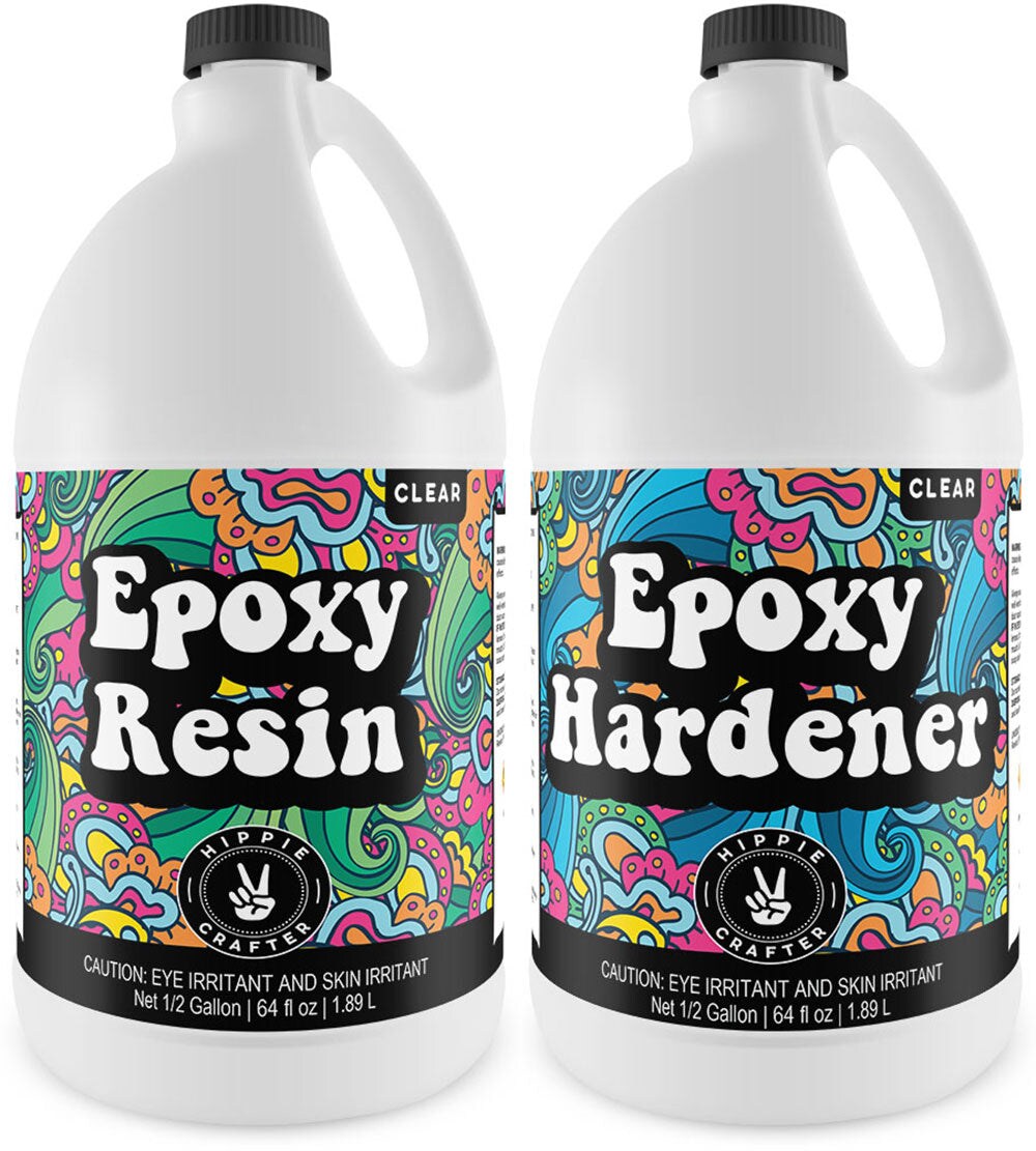 Crystal Clear Epoxy Resin 1 Gallon Kit 2 Part Epoxy Resin for Tumblers, Wood, Table Top, Countertop, Bar & Craft Art, Resin Molds Clear Casting Resin and Hardener Bulk Two Part Resin Epoxy Gallon