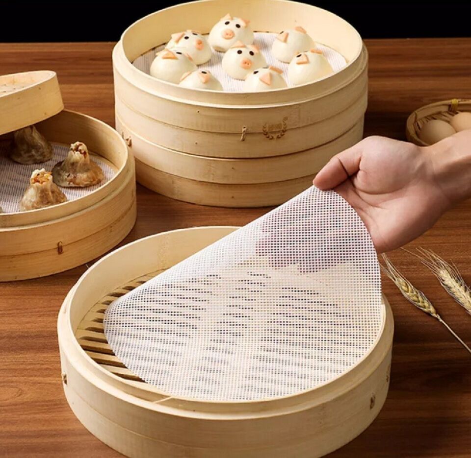 4 Pcs Reusable Round Silicone Steamer Liners Non-stick