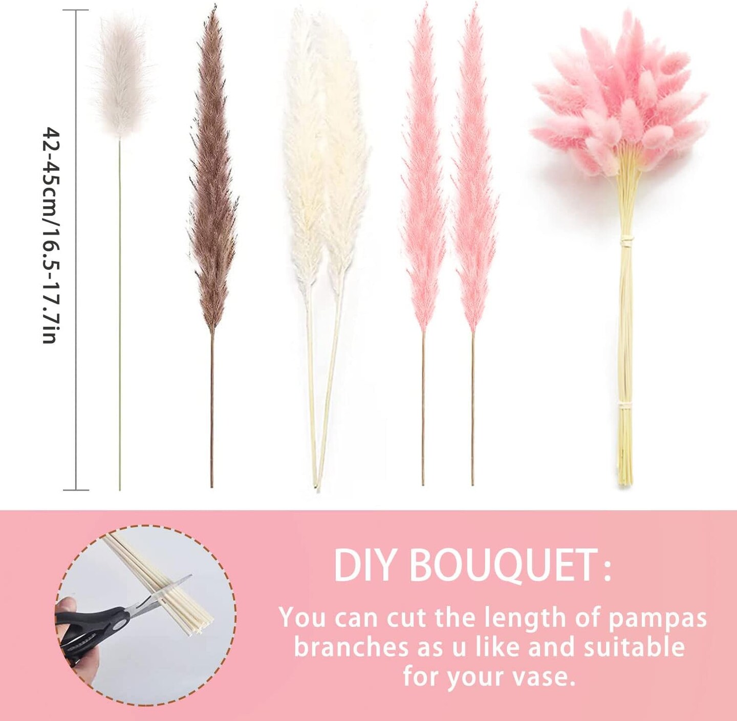 17 Inches Dried Pampas Grass Decor 63 pcs