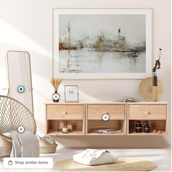 Unfinished Natural Solid Wood Floating Nightstand for Bedroom, Farmhouse Night Stand Wall-Mounted Nightstand/Bedside Table for Small Space Color DIY