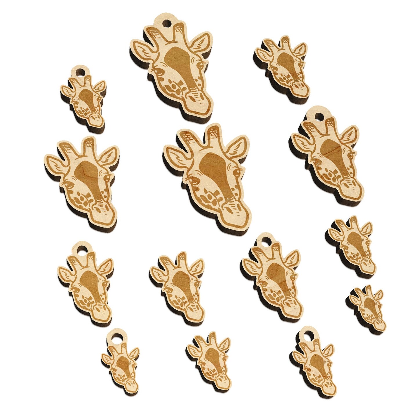 African Giraffe Head Mini Wood Shape Charms Jewelry DIY Craft