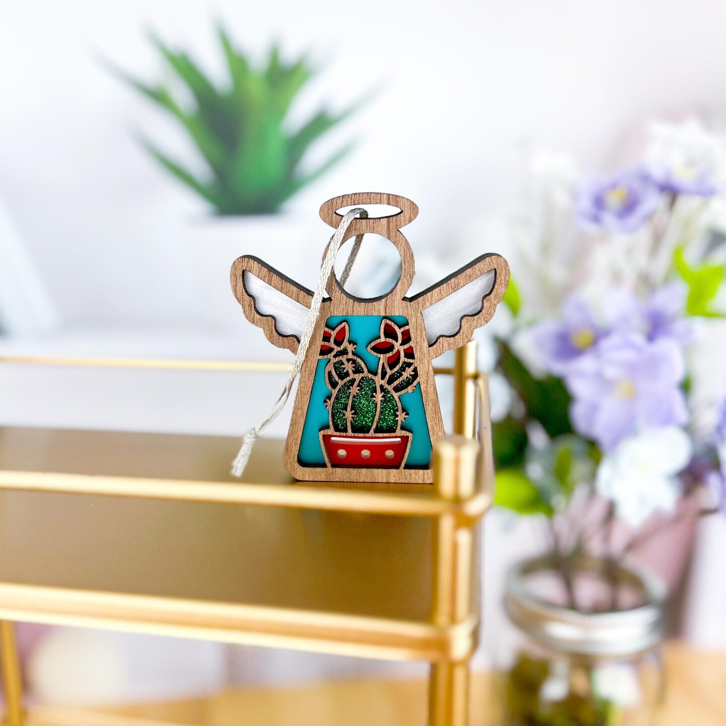 3.5&#x22; Desert Cactus Ornament - Handcrafted in Texas - Mother&#x27;s Angels&#xAE; Figurine - Mother&#x27;s Day Gifts