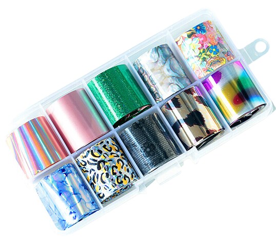 Kitcheniva Holographic Nail Foils DIY Art Transfer Stickers Set of 10