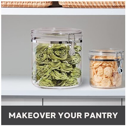 Airtight Food Storage Container, Jumbo Clear Canister with Clamp Lid, 150 oz - for Kitchen &#x26; Pantry Storage of Bulk, Dry Foods Including Pasta, Flour, Sugar, Coffee, Rice, Tea, Spices &#x26; Herbs