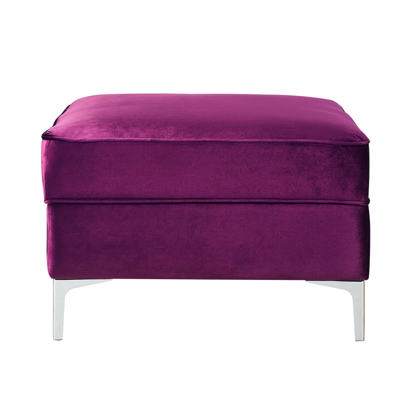 Olivia Velvet Metal Y-Leg Square Storage Ottoman