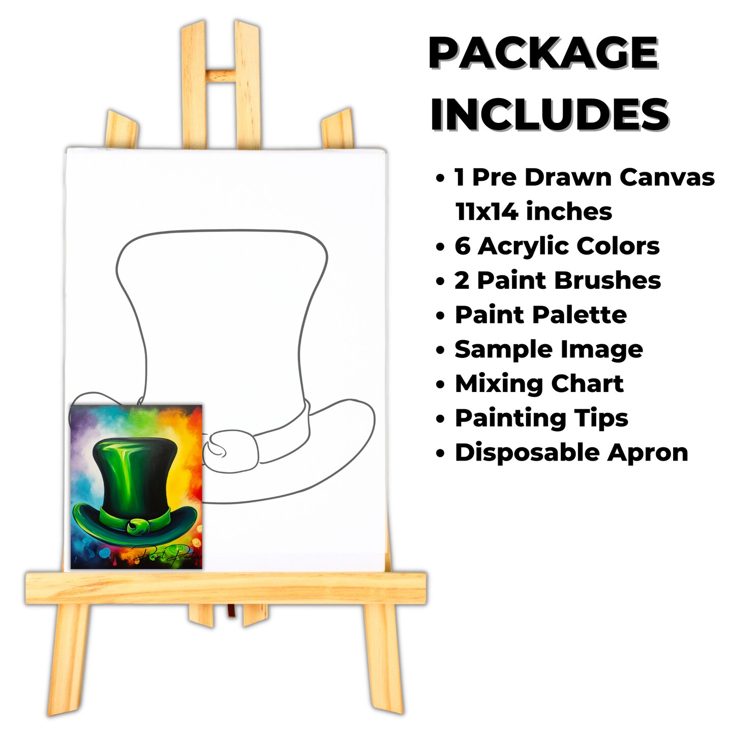 &#x22;St. Patty Hat&#x22; DIY Canvas Art Kit, Adult Beginner, Acrylic Paint Size 11x14 inch