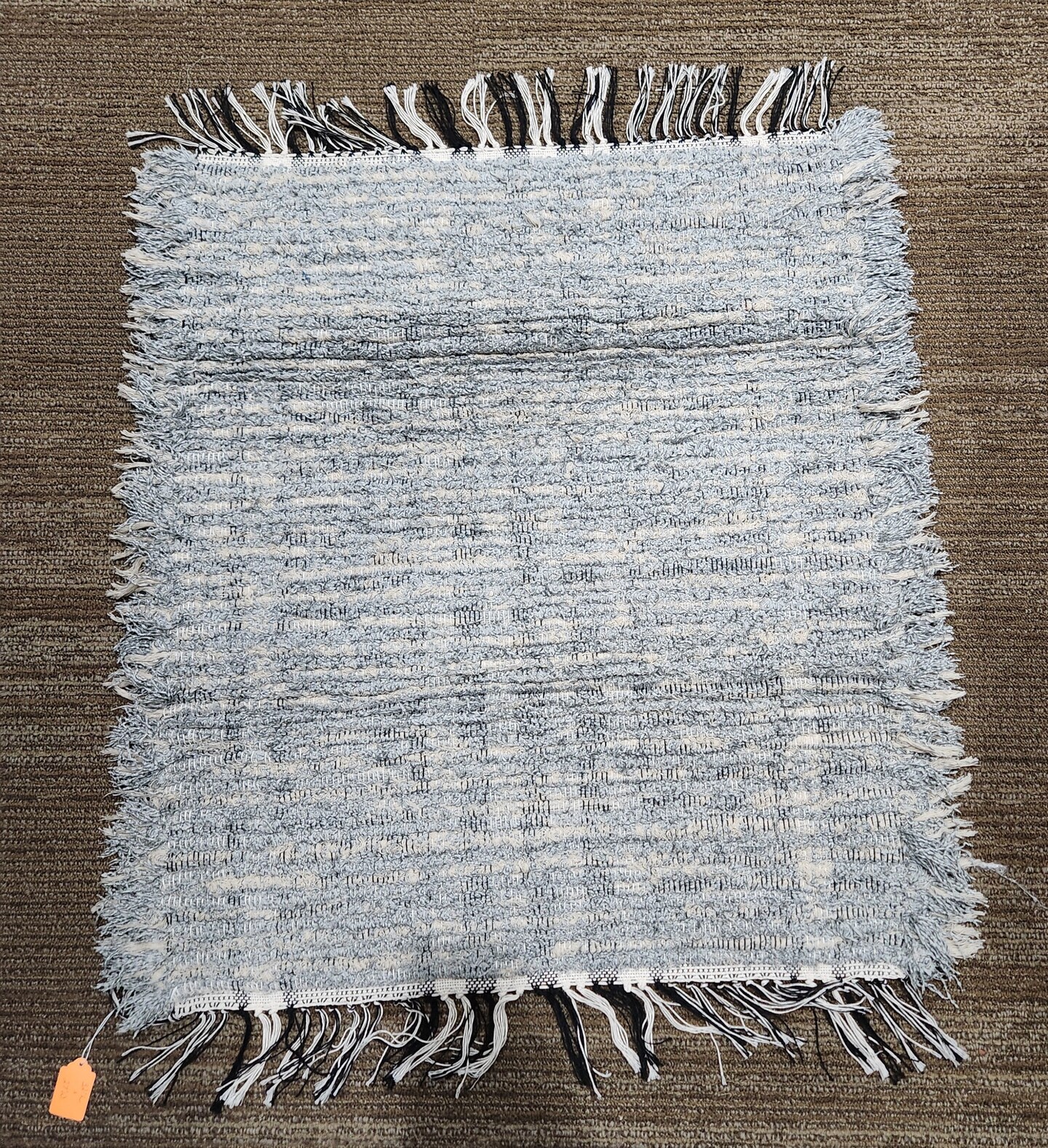 light slate blue and toupe rag rug; 32x27 rag rug; shaggy chic blue rag rug MakerPlace by Michaels
